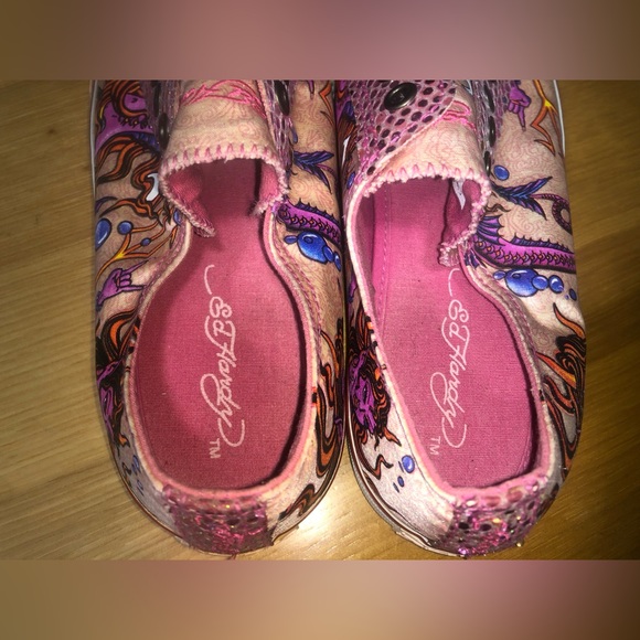 Don Ed Hardy Pink Slip On Laceless Sneaker Size 8 Women’s - Picture 12 of 13